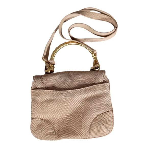 Talbots Satchel Shoulder Bag Tassel Beige Snake Leather - Picture 2 of 11